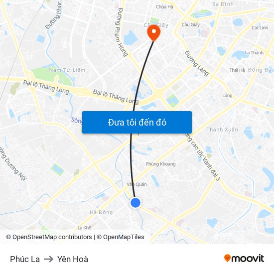 Phúc La to Yên Hoà map
