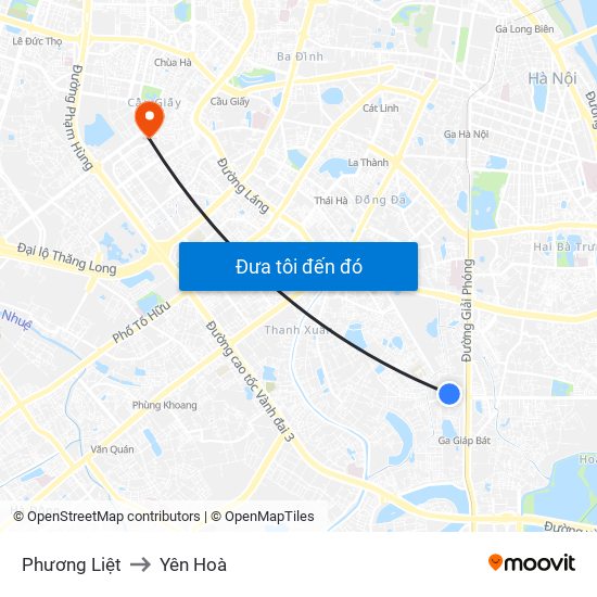 Phương Liệt to Yên Hoà map