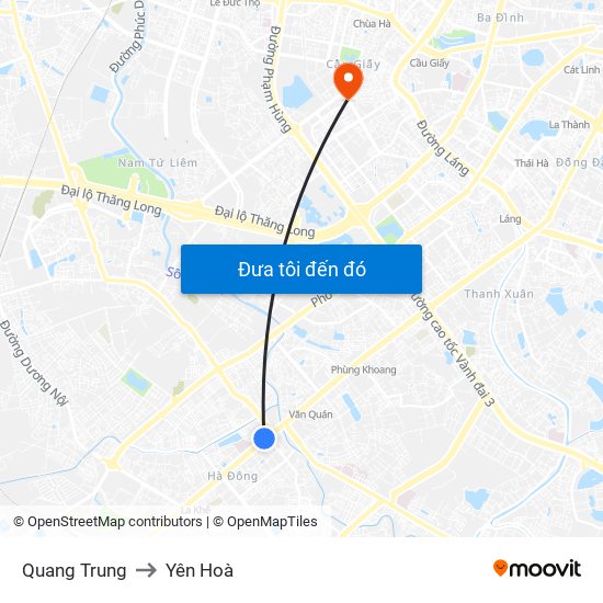 Quang Trung to Yên Hoà map