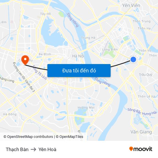 Thạch Bàn to Yên Hoà map