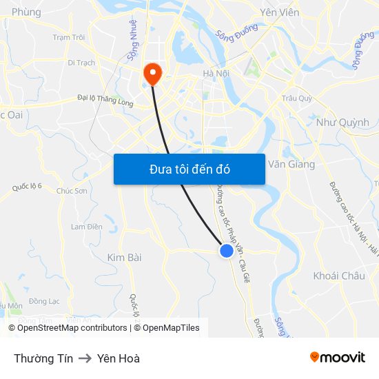 Thường Tín to Yên Hoà map