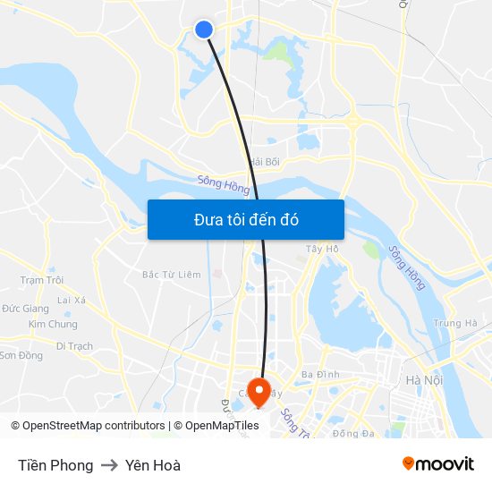 Tiền Phong to Yên Hoà map