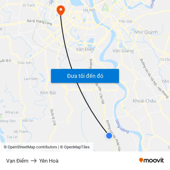 Vạn Điểm to Yên Hoà map