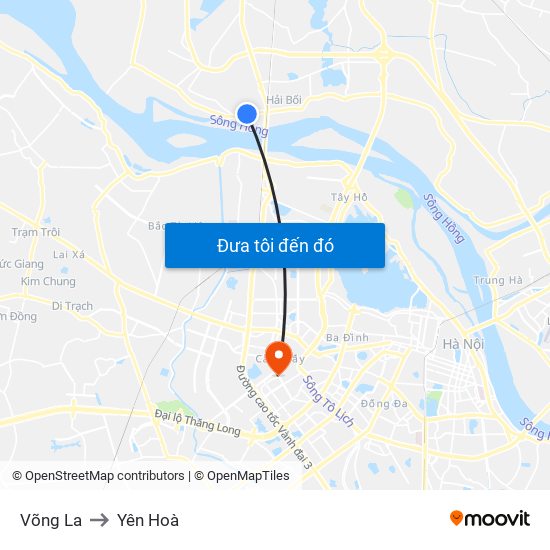 Võng La to Yên Hoà map