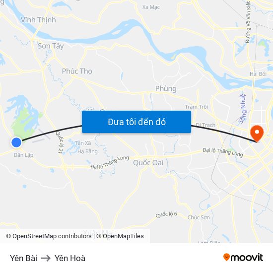 Yên Bài to Yên Hoà map