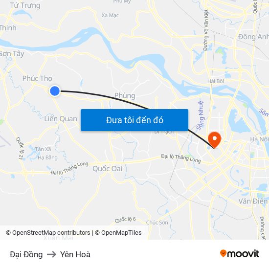 Đại Đồng to Yên Hoà map