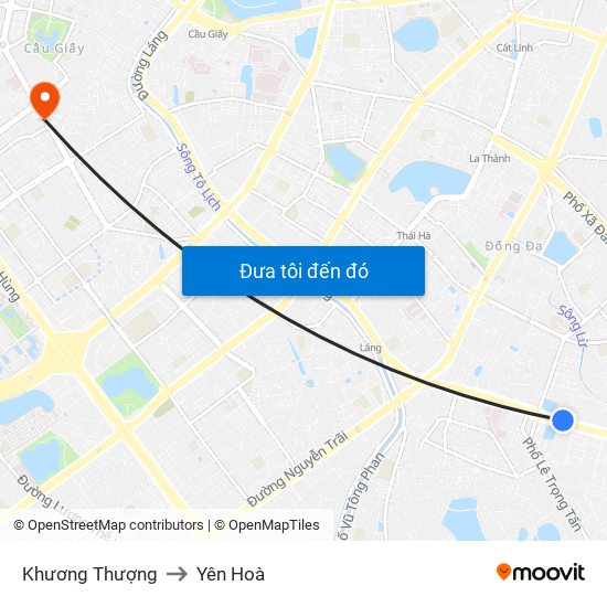 Khương Thượng to Yên Hoà map