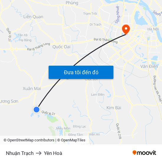 Nhuận Trạch to Yên Hoà map