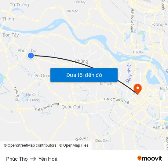 Phúc Thọ to Yên Hoà map