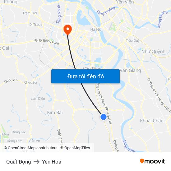 Quất Động to Yên Hoà map