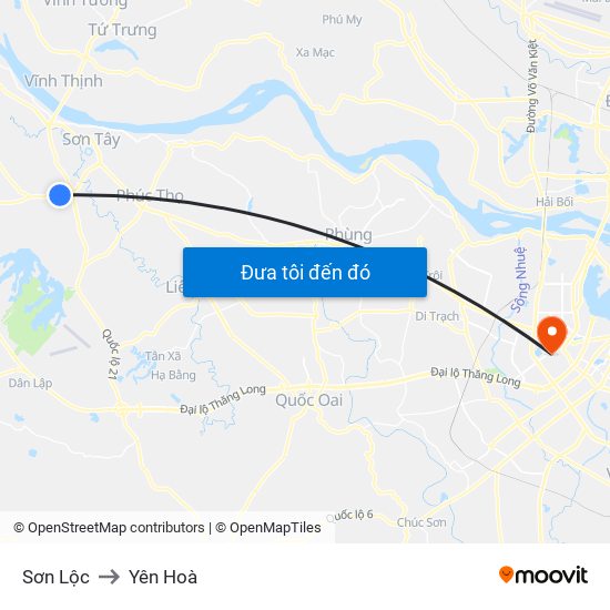 Sơn Lộc to Yên Hoà map