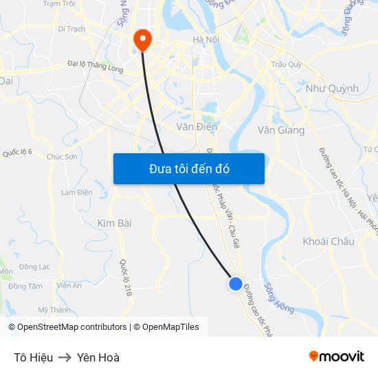 Tô Hiệu to Yên Hoà map