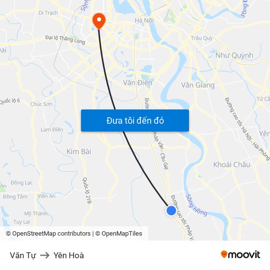 Văn Tự to Yên Hoà map