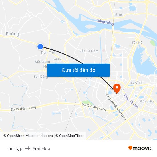 Tân Lập to Yên Hoà map