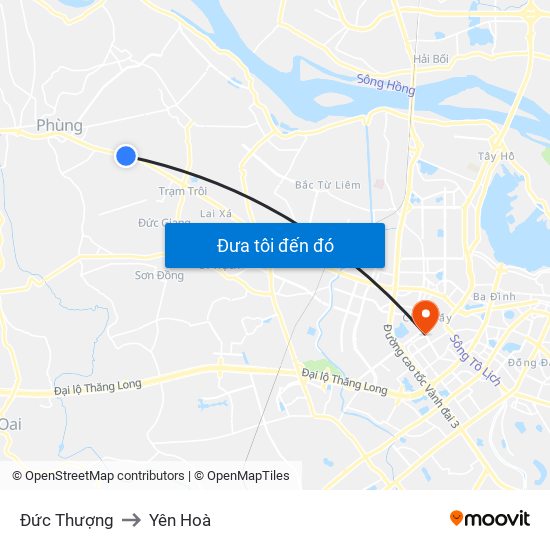 Đức Thượng to Yên Hoà map