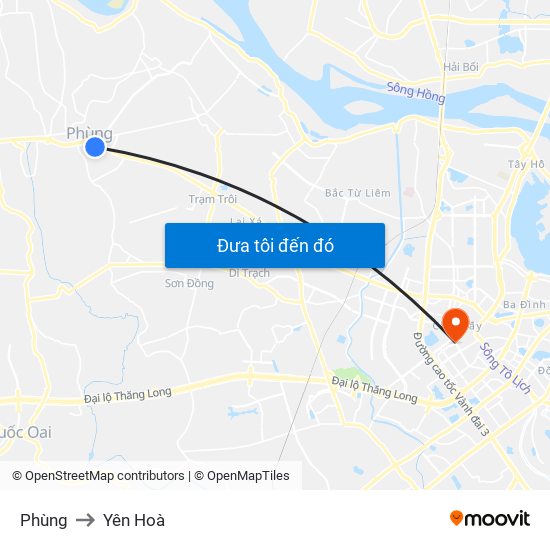 Phùng to Yên Hoà map