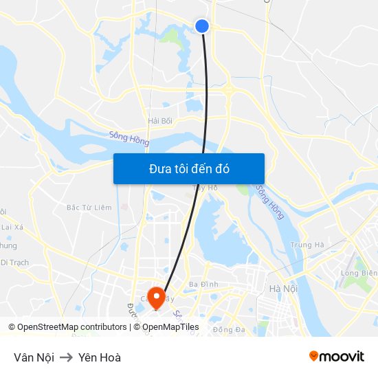 Vân Nội to Yên Hoà map