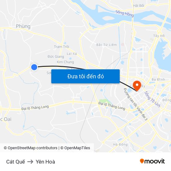 Cát Quế to Yên Hoà map