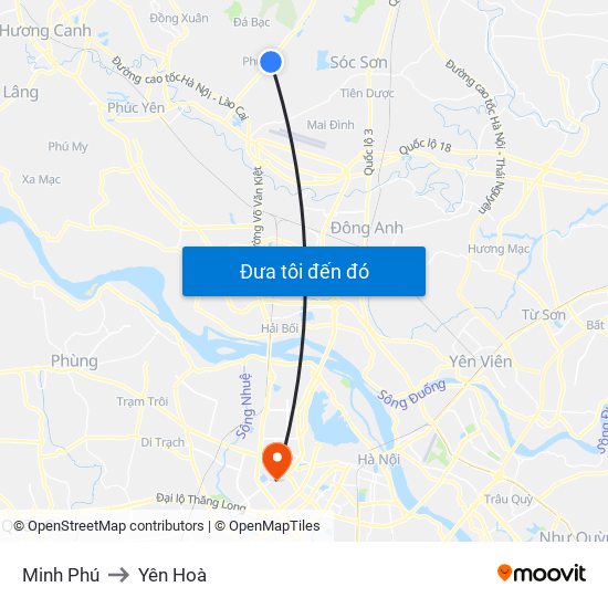 Minh Phú to Yên Hoà map