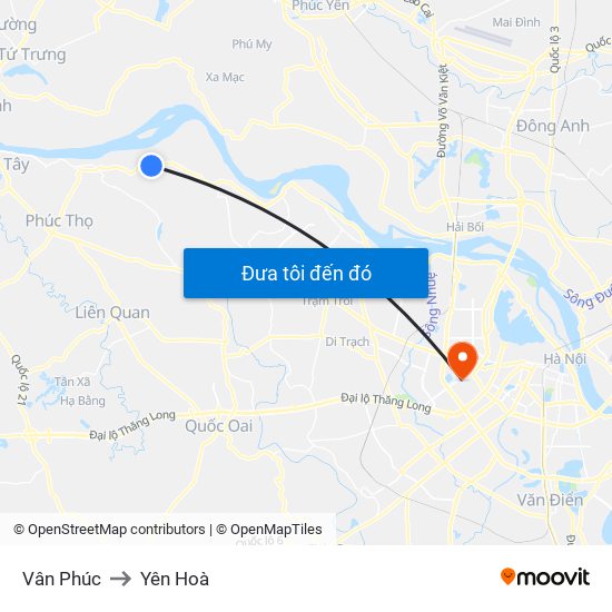 Vân Phúc to Yên Hoà map