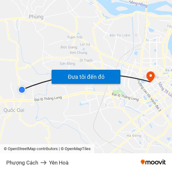 Phượng Cách to Yên Hoà map