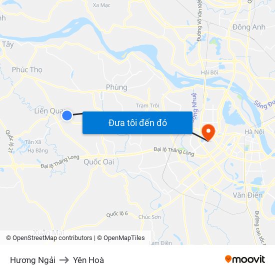 Hương Ngải to Yên Hoà map