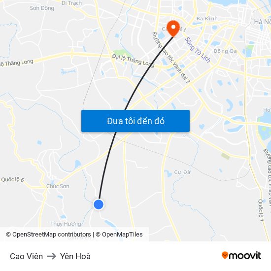 Cao Viên to Yên Hoà map