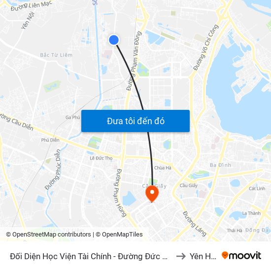 Đối Diện Học Viện Tài Chính - Đường Đức Thắng to Yên Hoà map