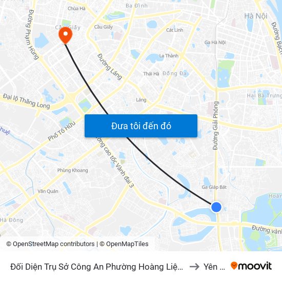 Đối Diện Trụ Sở Công An Phường Hoàng Liệt- 1277 Giải Phóng to Yên Hoà map