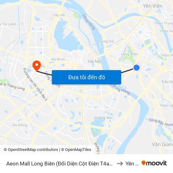 Aeon Mall Long Biên (Đối Diện Cột Điện T4a/2a-B Đường Cổ Linh) to Yên Hoà map