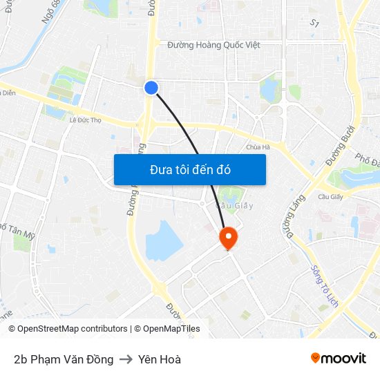 2b Phạm Văn Đồng to Yên Hoà map