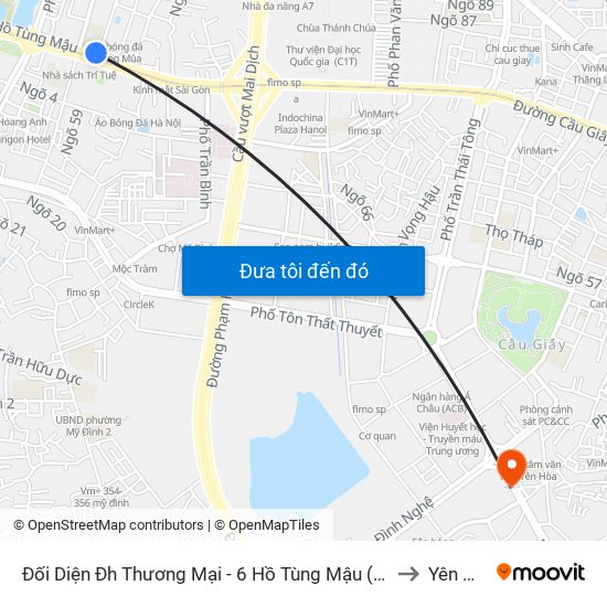 Đối Diện Đh Thương Mại - 6 Hồ Tùng Mậu (Cột Sau) to Yên Hoà map