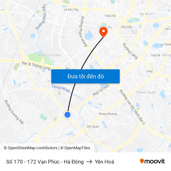 Số 170 - 172 Vạn Phúc - Hà Đông to Yên Hoà map