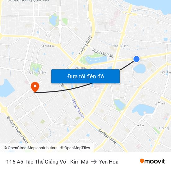 116 A5 Tập Thể Giảng Võ - Kim Mã to Yên Hoà map