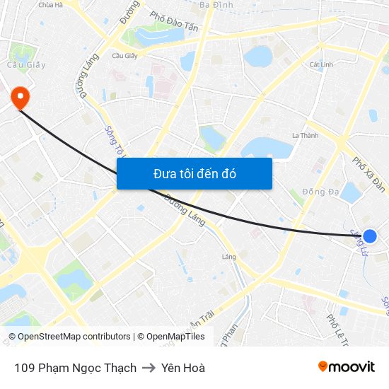 109 Phạm Ngọc Thạch to Yên Hoà map