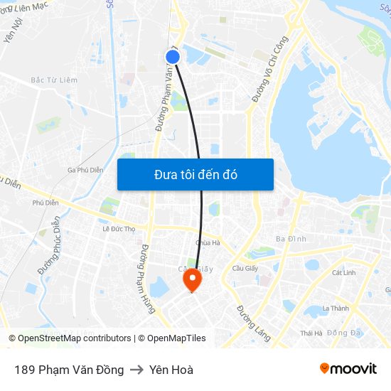 189 Phạm Văn Đồng to Yên Hoà map