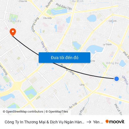 Công Ty In Thương Mại & Dịch Vụ Ngân Hàng - Số 10 Chùa Bộc to Yên Hoà map