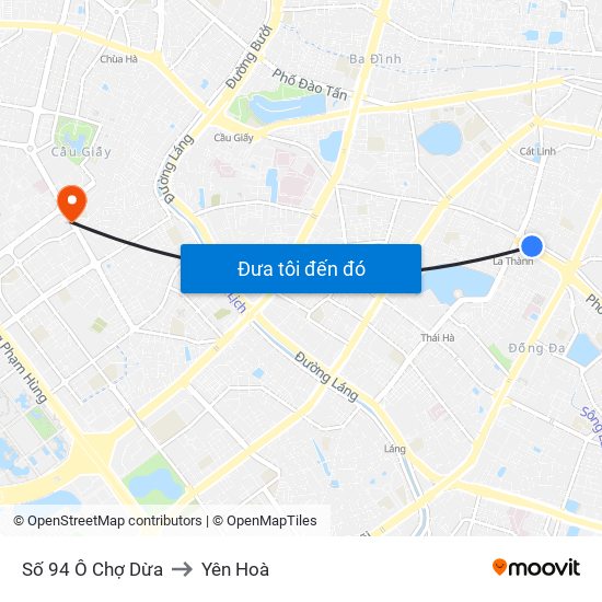 Số 94 Ô Chợ Dừa to Yên Hoà map