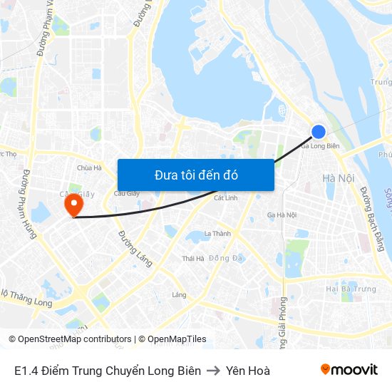 E1.4 Điểm Trung Chuyển Long Biên to Yên Hoà map