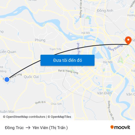 Đồng Trúc to Yên Viên (Thị Trấn ) map