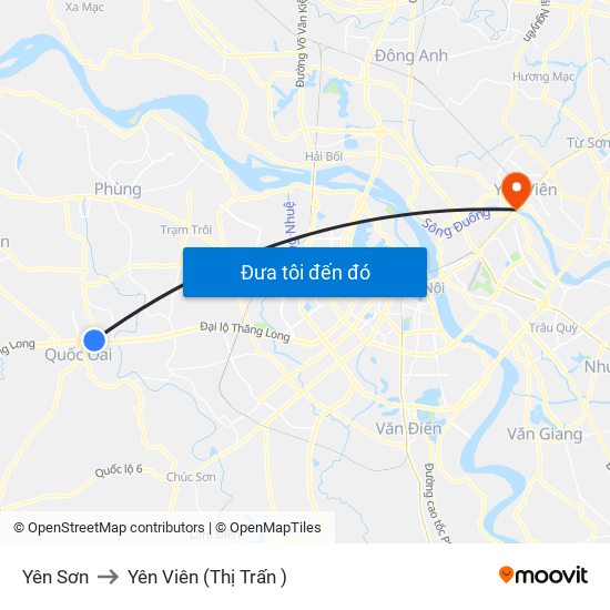 Yên Sơn to Yên Viên (Thị Trấn ) map