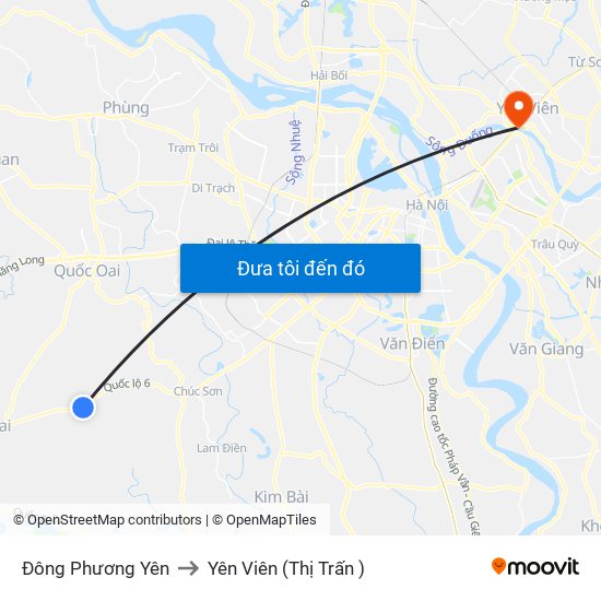 Đông Phương Yên to Yên Viên (Thị Trấn ) map