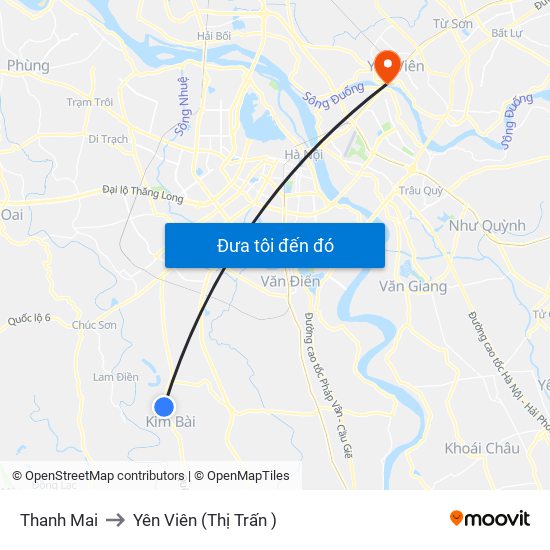 Thanh Mai to Yên Viên (Thị Trấn ) map