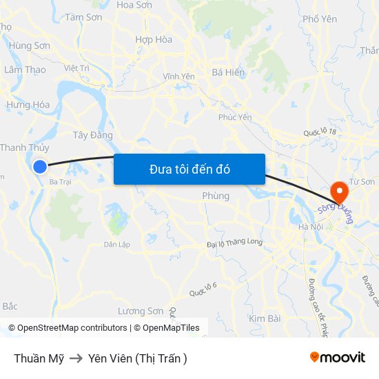 Thuần Mỹ to Yên Viên (Thị Trấn ) map