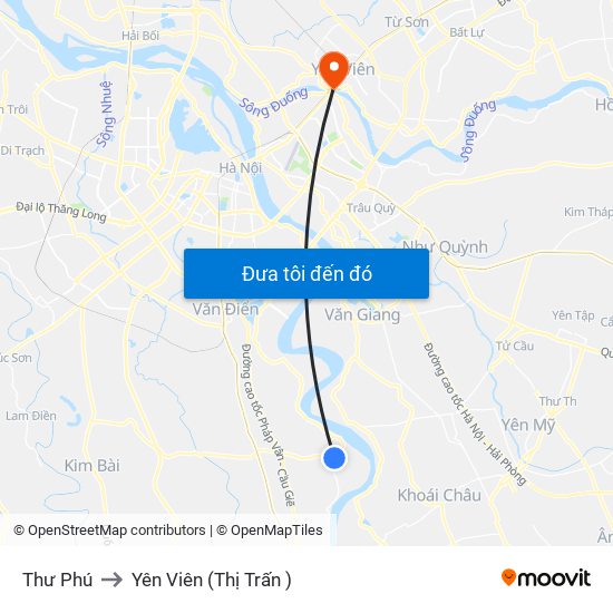 Thư Phú to Yên Viên (Thị Trấn ) map