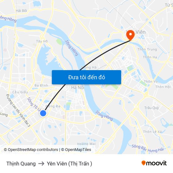 Thịnh Quang to Yên Viên (Thị Trấn ) map