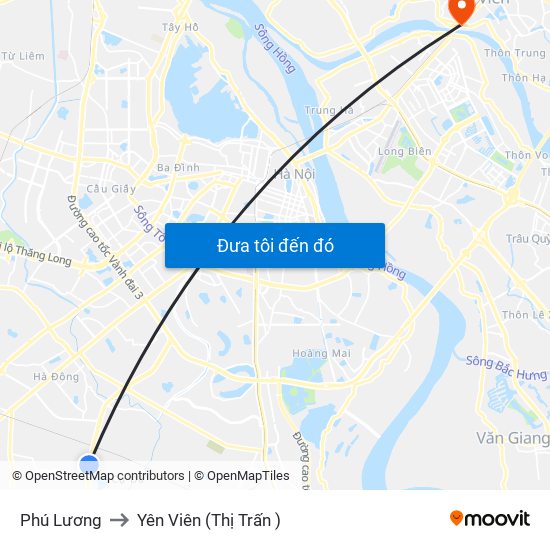 Phú Lương to Yên Viên (Thị Trấn ) map