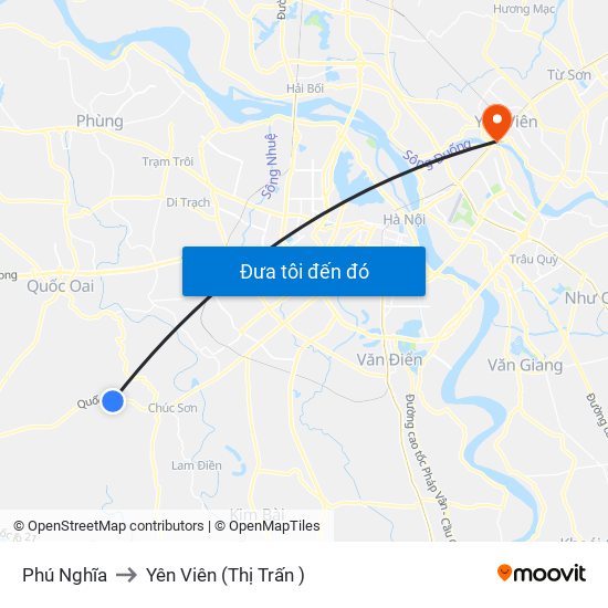 Phú Nghĩa to Yên Viên (Thị Trấn ) map
