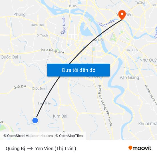 Quảng Bị to Yên Viên (Thị Trấn ) map