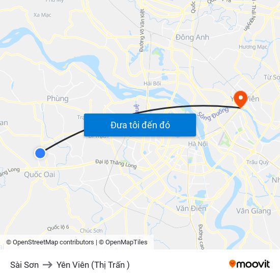 Sài Sơn to Yên Viên (Thị Trấn ) map